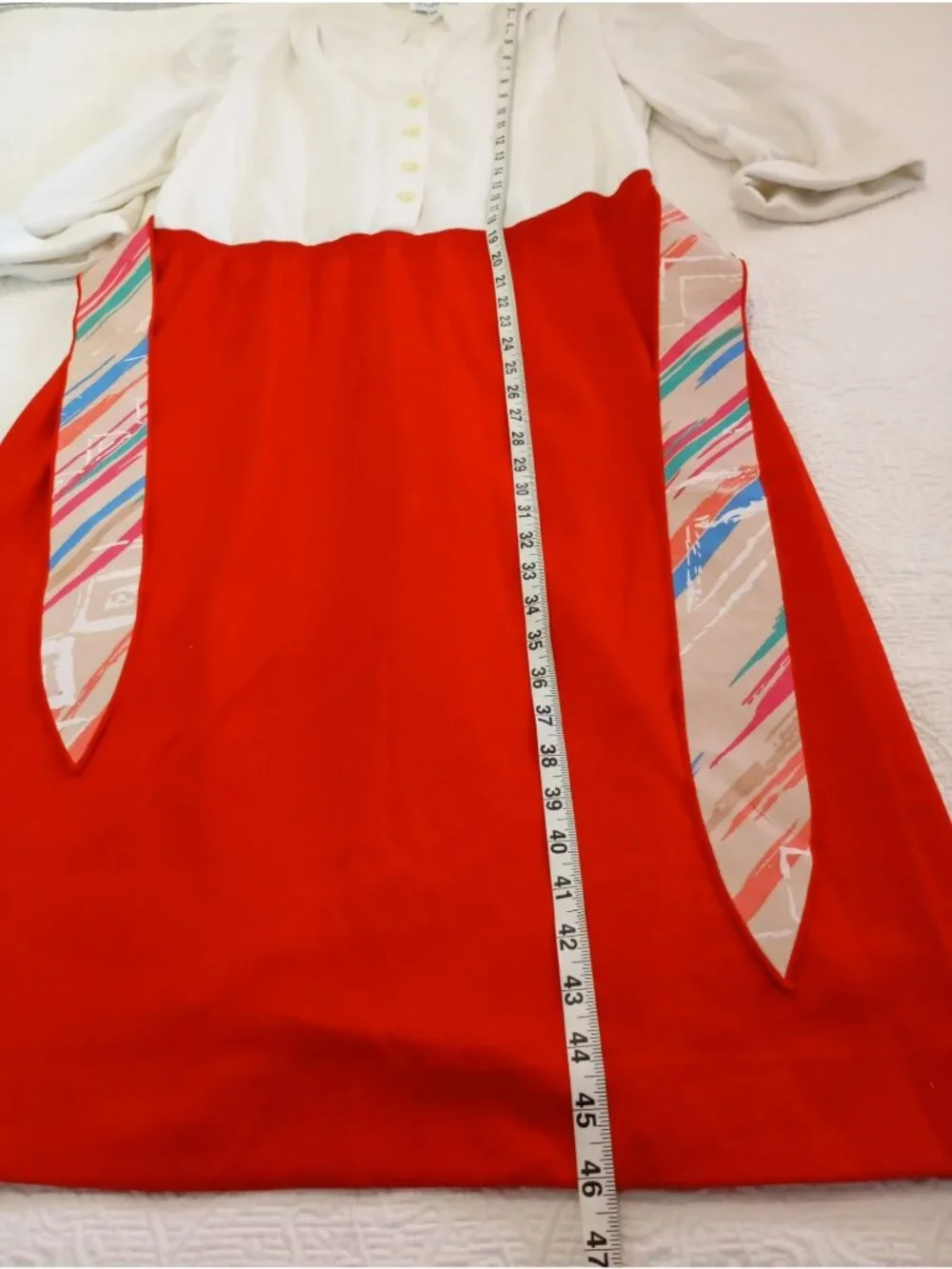 Vintage Leslie Fay Dress Abstract Side Panels 3/4 Sleeves Size 18 Made In USA - Picture 5 of 8